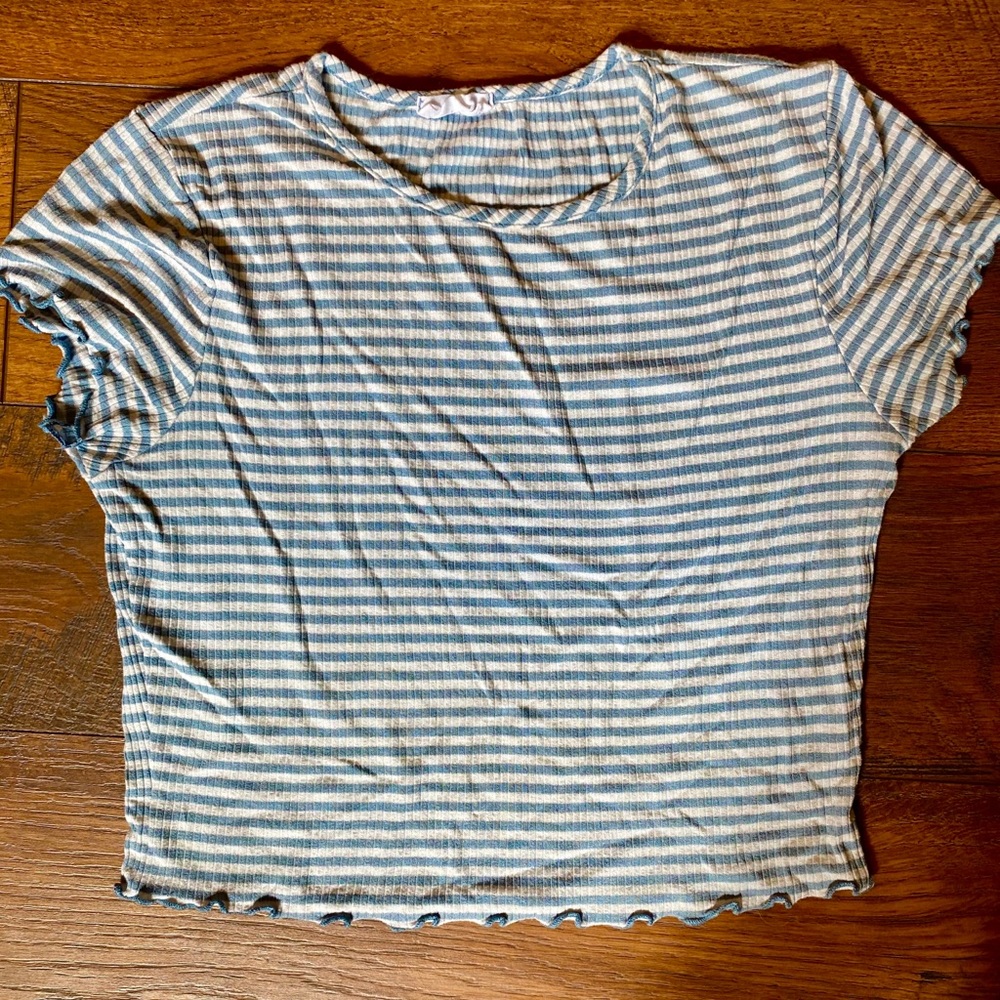 Blue Striped Crop Top